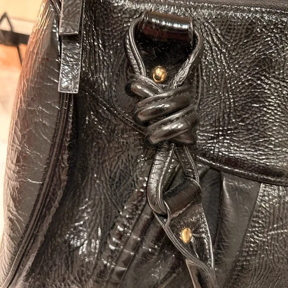 Charles David Black Satchel with Glossy Finish and Structured Design - Picture 2 of 5